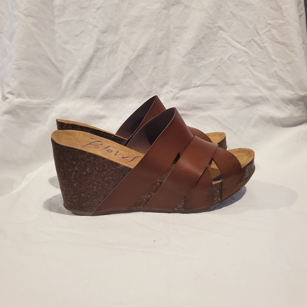 Blowfish Malibu wedge backless sandals women's size 9